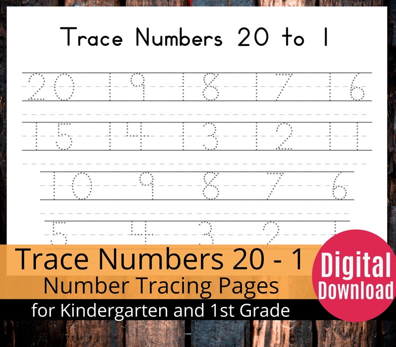 Traceable Print Numbers 1 to 20 Tracing Pages learning to Write Numbers