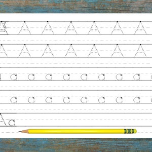 Capital and lowercase letter 'A' in dotted lines for easy tracing practice.