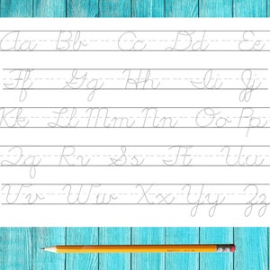 Páginas de calco del alfabeto de letras cursivas imprimibles: aprender a escribir para niños, imprimible, letras grandes, educación en el hogar, enseñanza