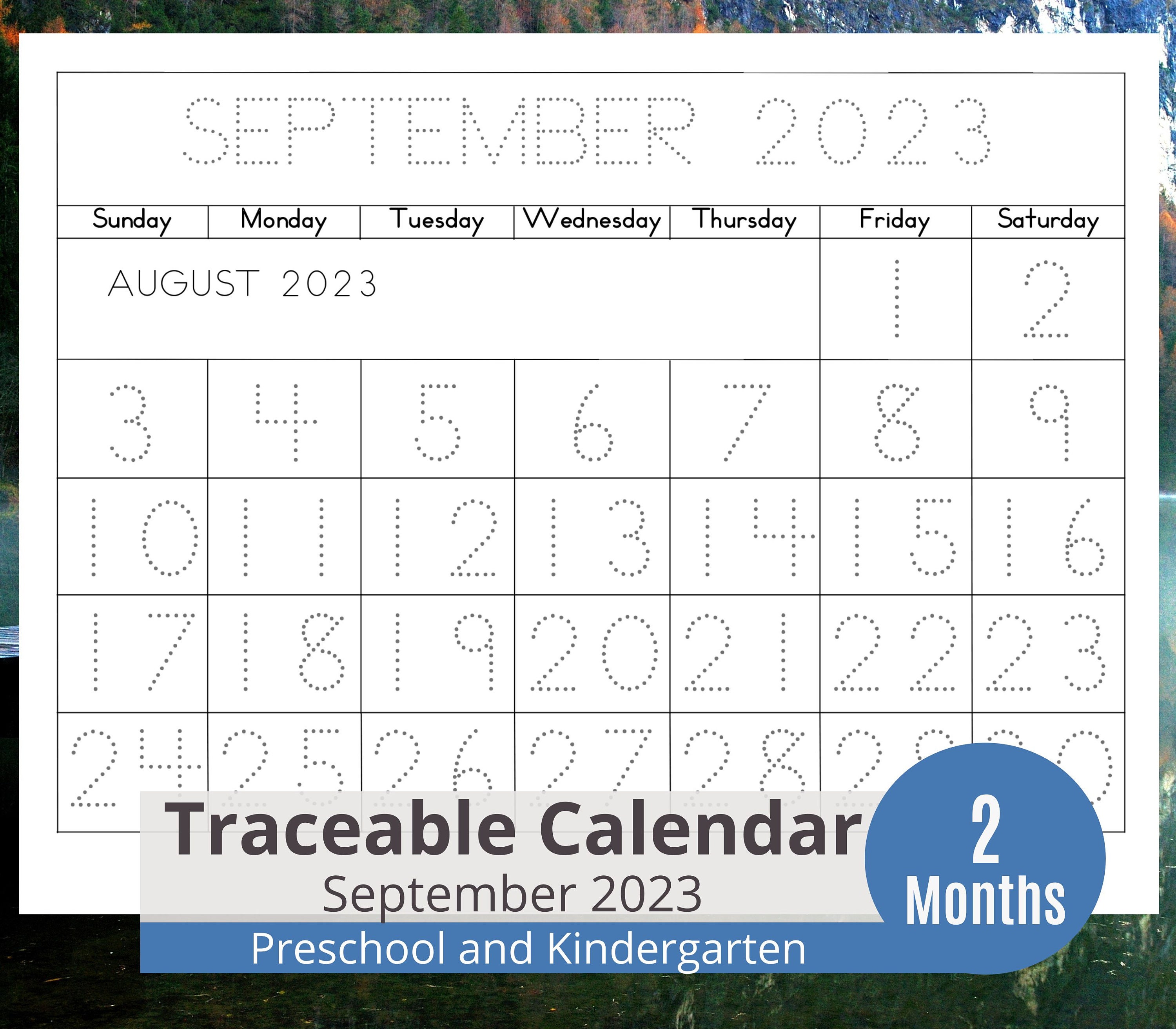 November 2023 and October 2023 Tracing Calendar for Kids - Etsy