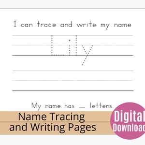 Custom Name Tracing Pages Printable, Handwriting Practice, Name Writing ...