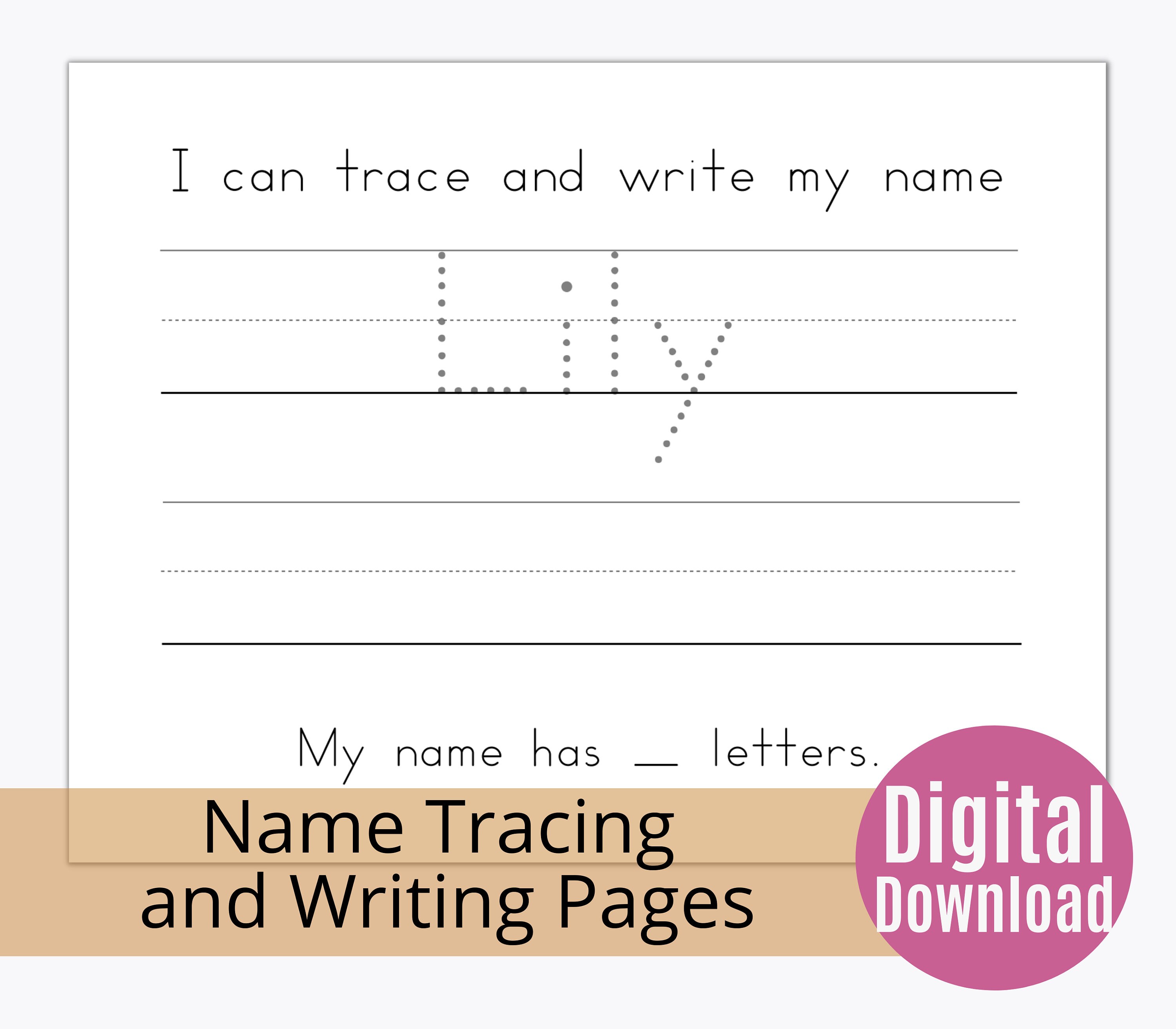 Custom Name Tracing Pages Printable, Handwriting Practice, Name Writing ...