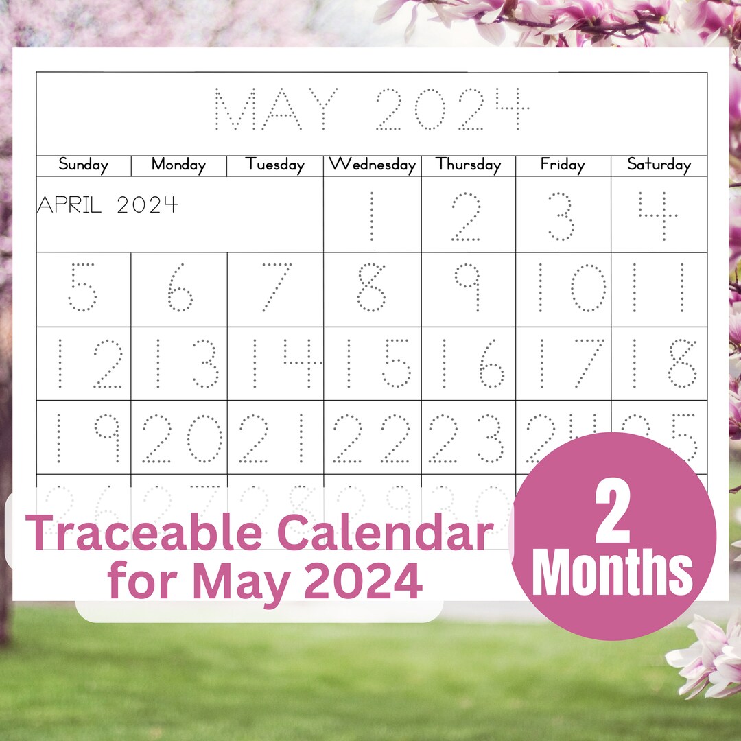 Buy May 2024 and June 2024 Tracing Calendar for Kids Printable learning ...