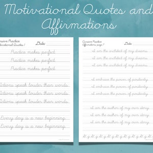Cursive handwriting page for improving penmanship