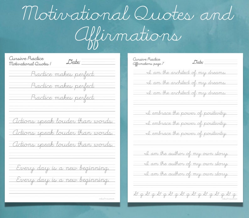 Cursive handwriting page for improving penmanship