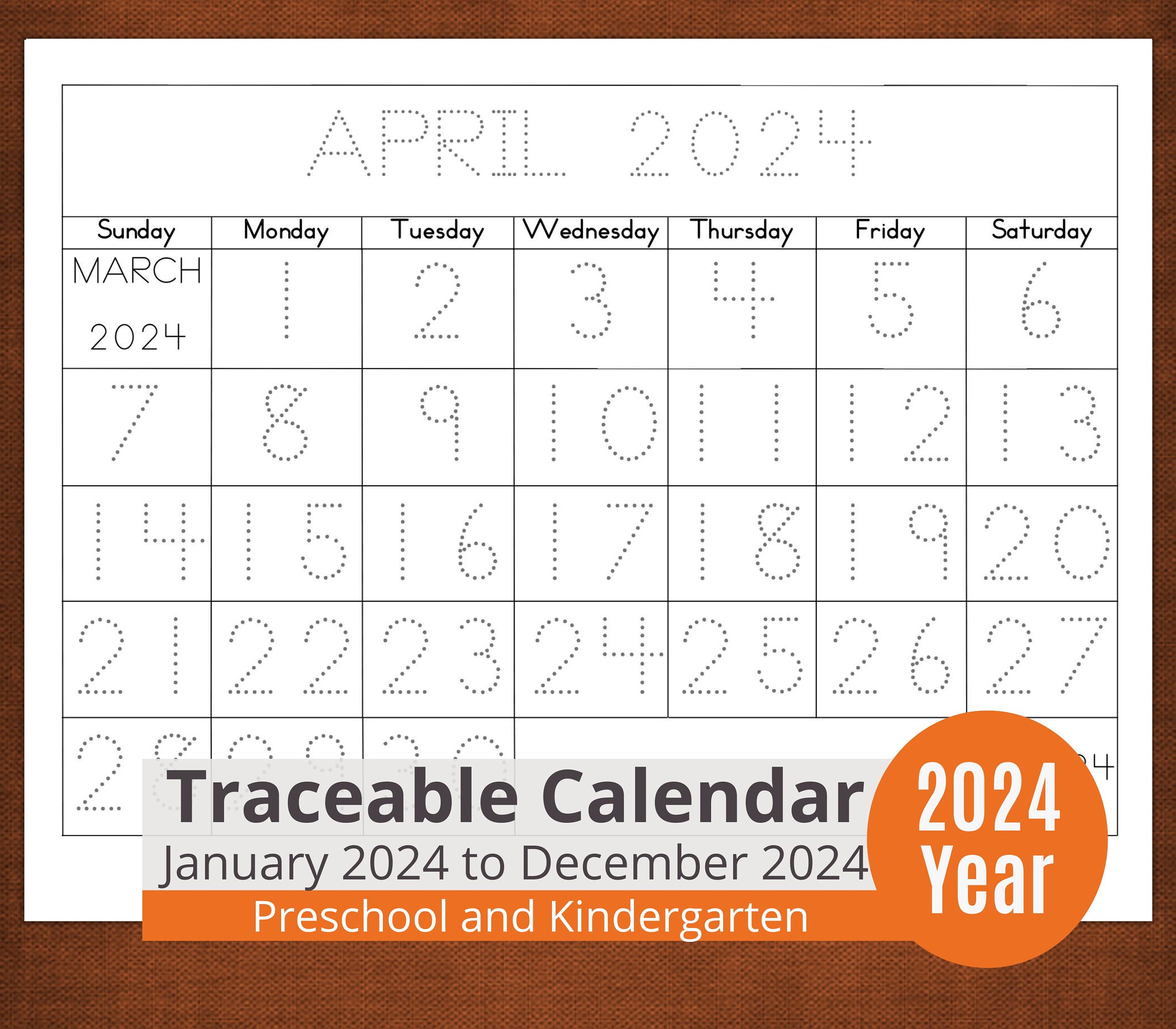 Printable Traceable Kids Calendar 2025 With December 2023 Monthly