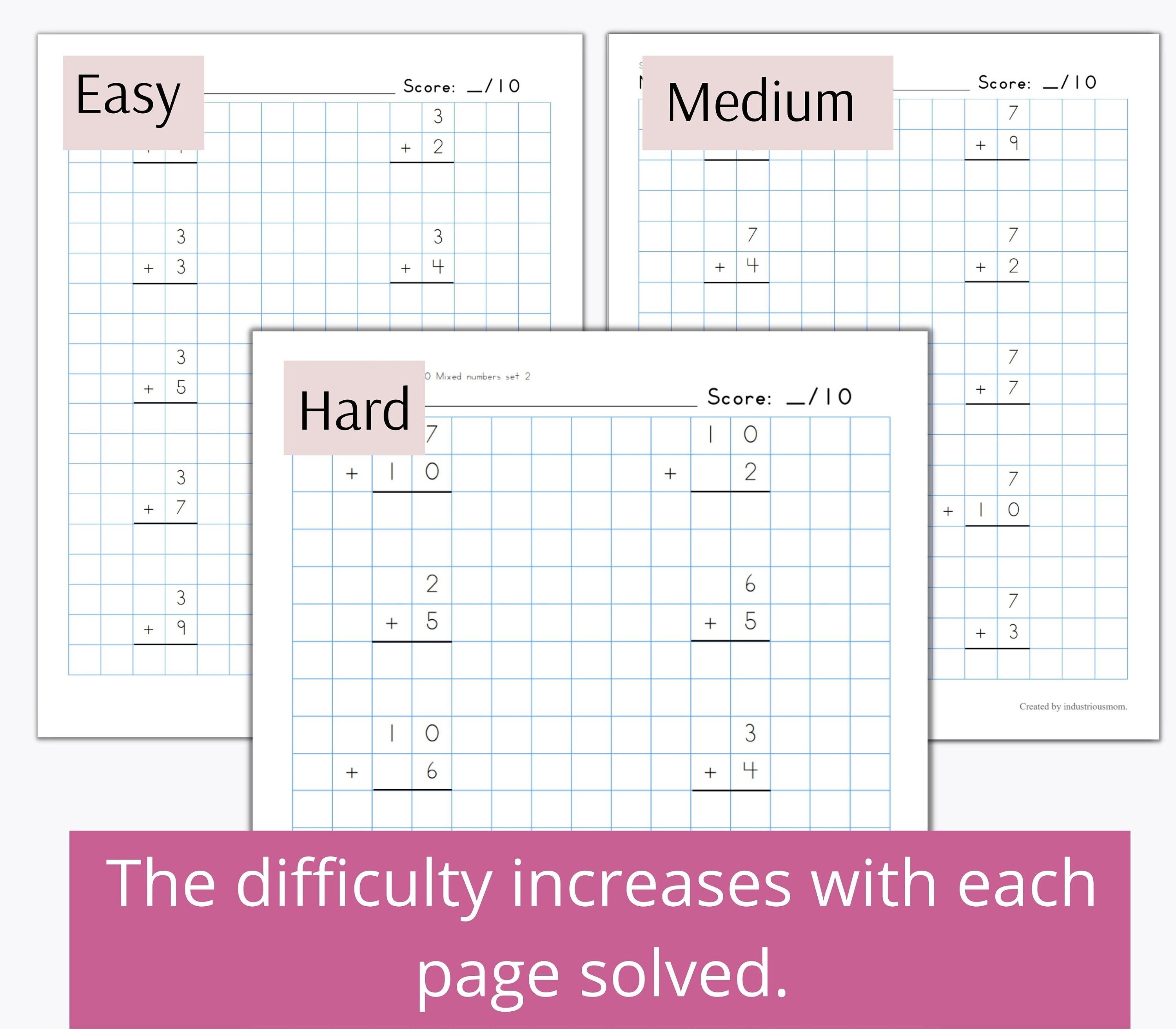 Printable 300 Addition Problems With Numbers 1 -10 Math Worksheets ...