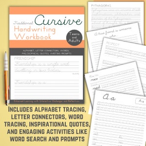 Cursive Handwriting Practice Workbook for Teens & Adults | Printable Cursive Writing Practice Worksheets | Cursive Alphabet Tracing