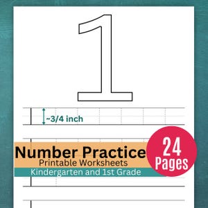 Number 1 tracing worksheet printable for 1st grade handwriting practice.