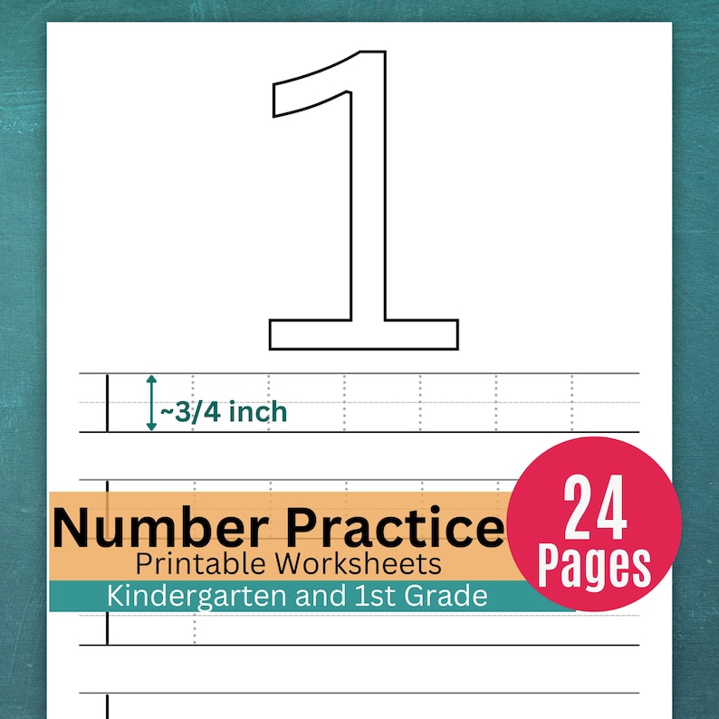Number 1 tracing worksheet printable for 1st grade handwriting practice.