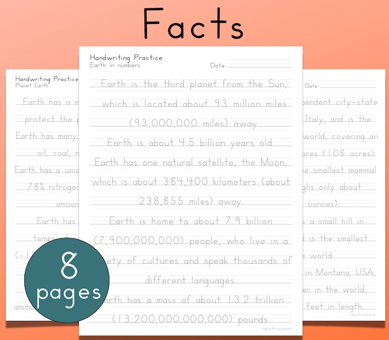 Pages from the neat handwriting practice workbook for adult and teen students