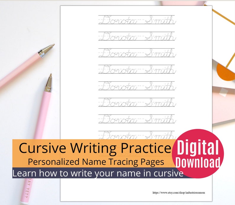 Printable Custom Cursive First and Last Name Tracing Sheet for Adults ...