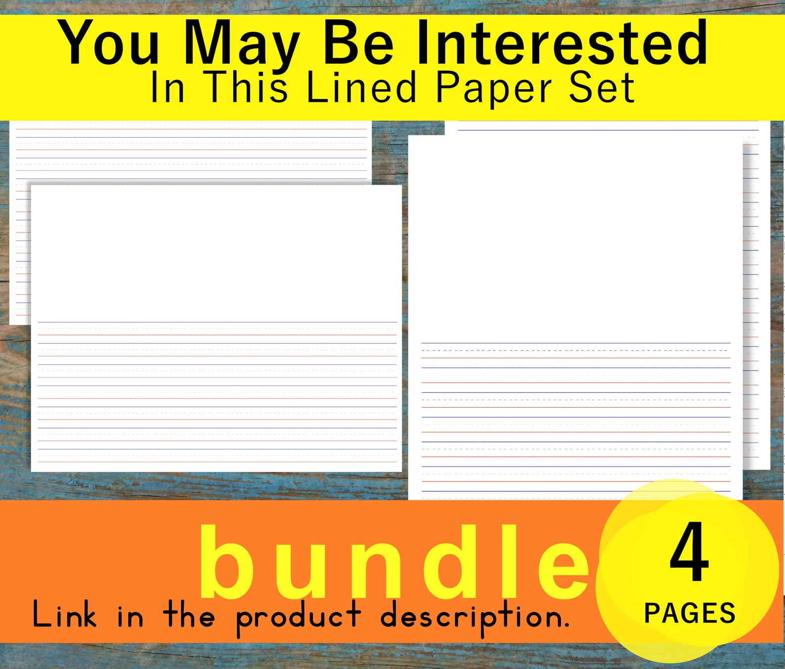 Handwriting Paper Printable Story Writing Paper Printable Etsy