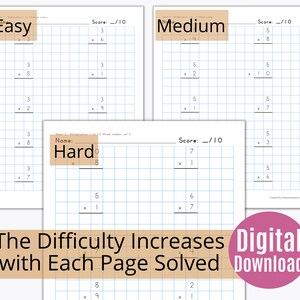 Multiplication Worksheet 30 Practice Sheets With Increasing Difficulty ...