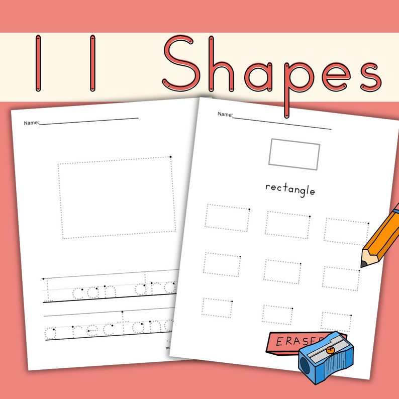 Preschool 2D Shape Tracing Worksheets - Rectangle Shape - Small to Big Tracing