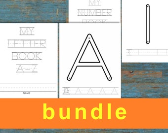 Uppercase Alphabet Tracing Letters and Number Tracing Pages - Outlined Uppercase Letters and Outlined Numbers 0 to 10 -Printable Preschool