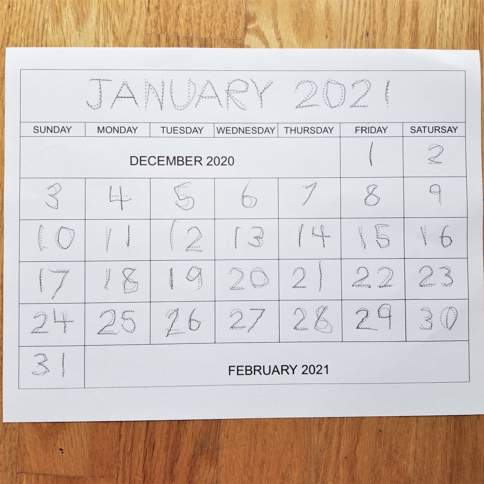 Montessori Calendar Printable Kids Calendar Traceable Etsy