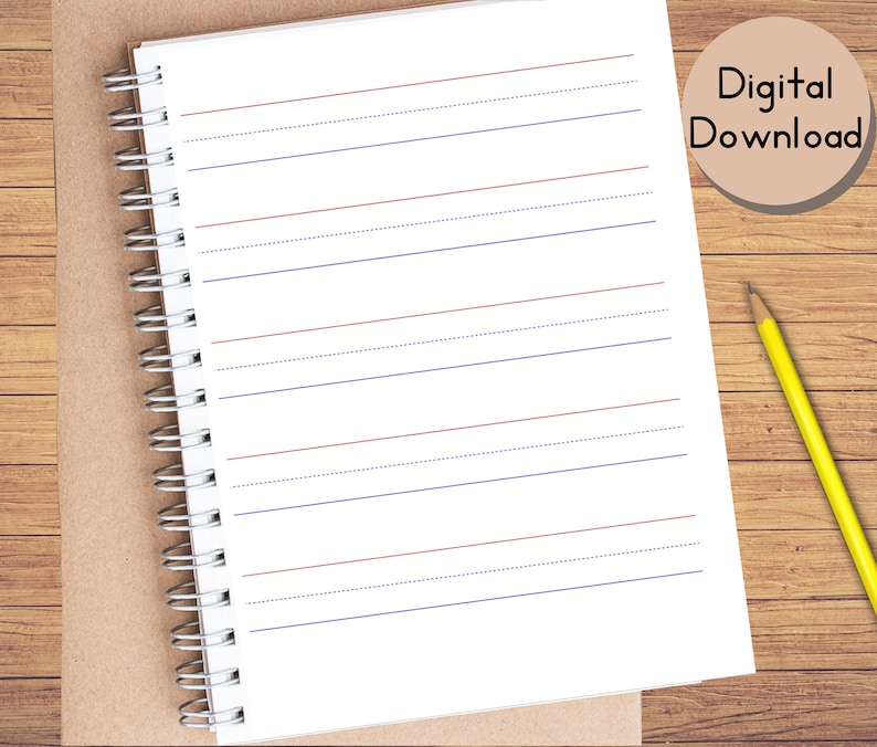 Kindergarten Lined Paper Printable Handwriting Paper Story Writing Paper Home Schooling Paper