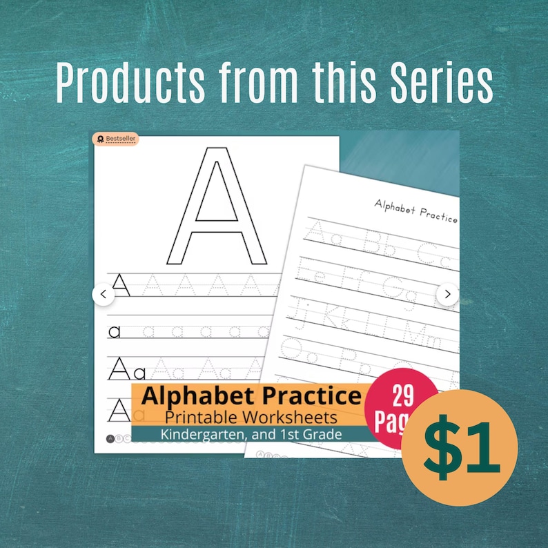Promotional image for similar handwriting practice product available for printable download.