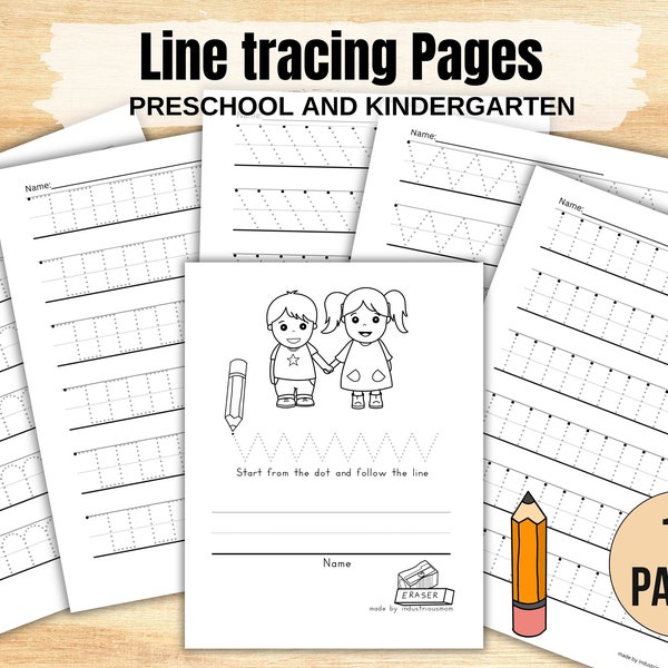 Preschool Line Tracing Kit, Early Learning, Homeschool Busy Book, Kindergarten Learning, Pre-Writing, Preschool and Kindergarten Curriculum