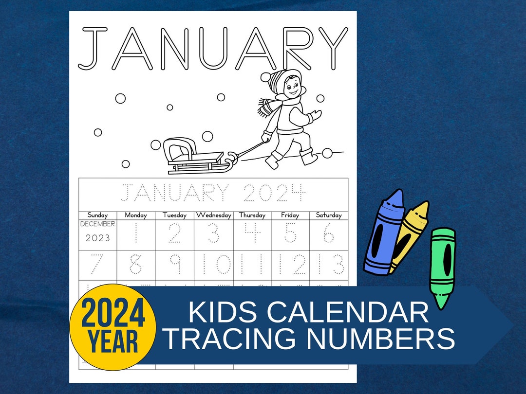 2024 Printable Kindergarten and Preschool Calendar With Traceable