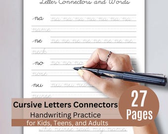 Learning Cursive Letter Connectors Practice – 27 Pages Printable PDF for Handwriting Improvement