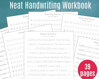 Neat Handwriting Practice Sheet for Teens and Adults Printable US Letter, lettering, beautiful writing practice, Upper and Lowercase letters