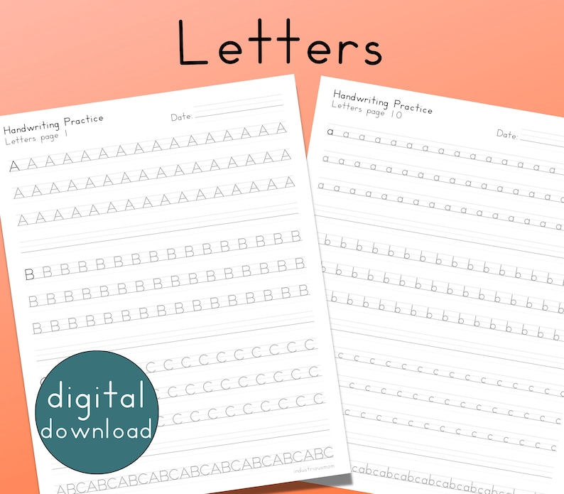 "Workbook pages for improving handwriting skills in adults and teens