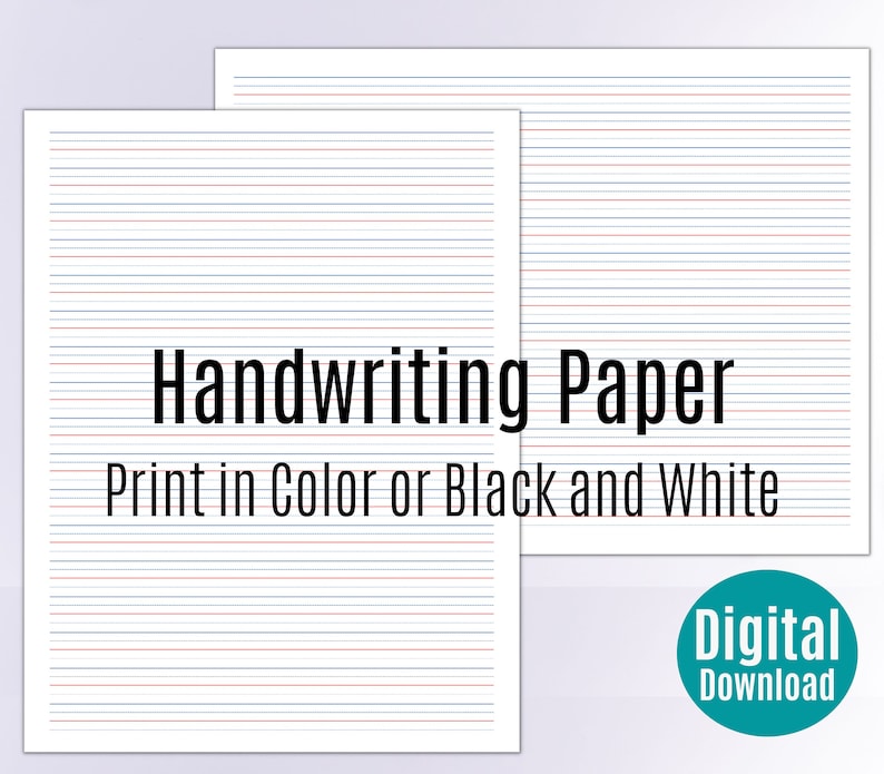 Lined Paper Template Printable for Teens and Adults, Writing Paper Red and Blue Lines, Neat ...