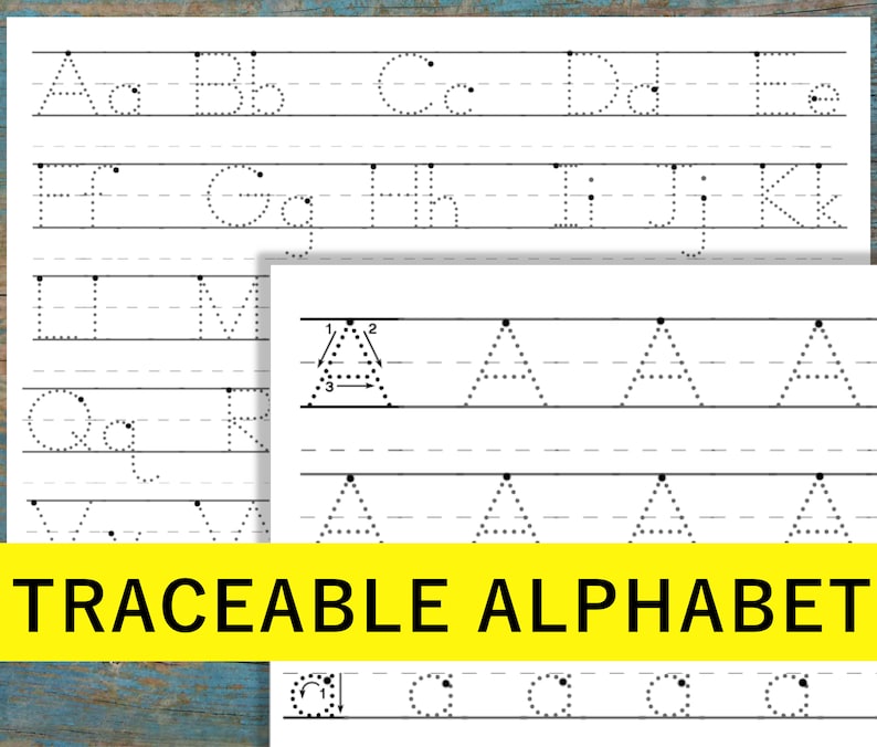 Dotted capital and lowercase letters for handwriting practice. ach letters with a black dot to mark a place where to start writing.