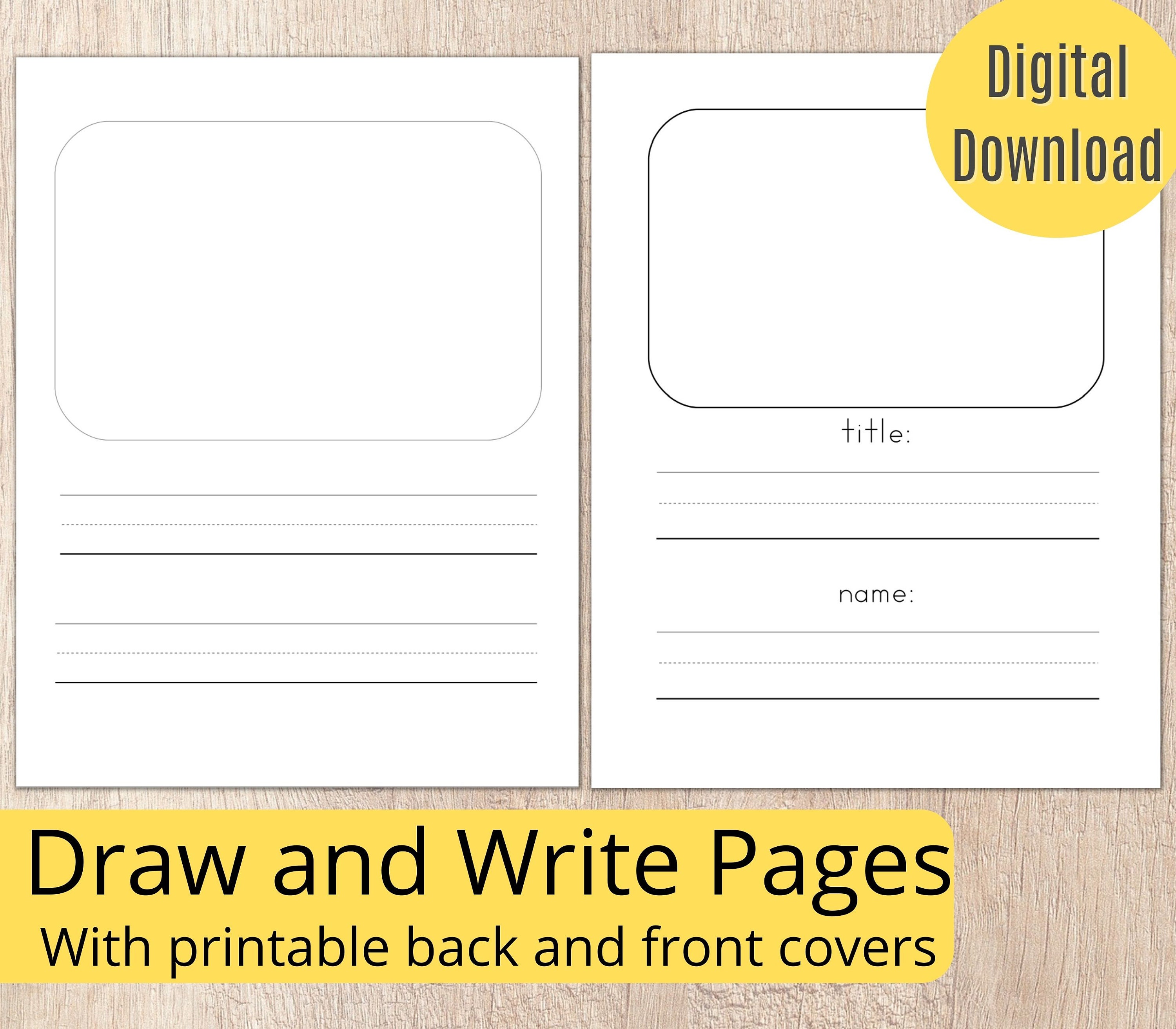 Draw And Write Pages Printable Lined Paper Kindergarten Etsy