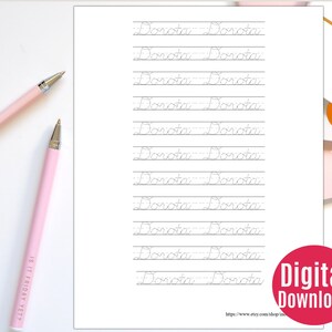 Printable Custom Cursive First and Last Name Tracing Sheet for Adults ...