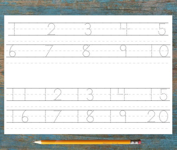 number tracing worksheets traceable numbers numbers 1 20 etsy canada