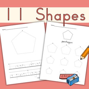 Preschool 2D Shape Tracing Worksheets - Pentagon Shape - Small to Big Tracing