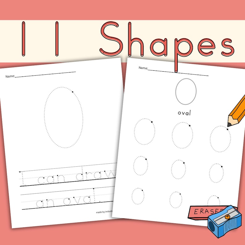Preschool 2D Shape Tracing Worksheets - Oval Shape - Small to Big Tracing