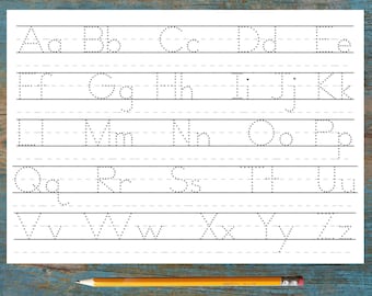 Traceable Block Letters Alphabet Tracing Pages -Learning to Write for Kids - Printable Alphabet, Big Font, Homeschooling, Teaching