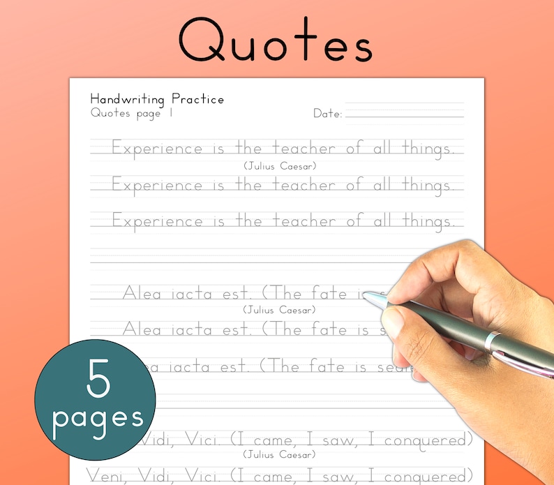 Handwriting tool for adults and teens: Practice workbook pages