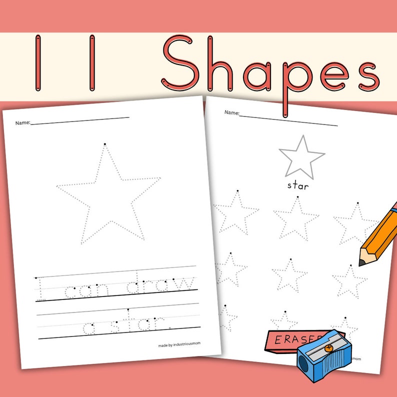 Preschool 2D Shape Tracing Worksheets - Star Shape - Small to Big Tracing