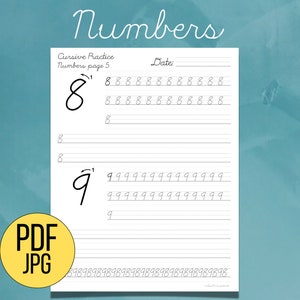 Page from the cursive handwriting workbook - Practice sheet for adults and teens