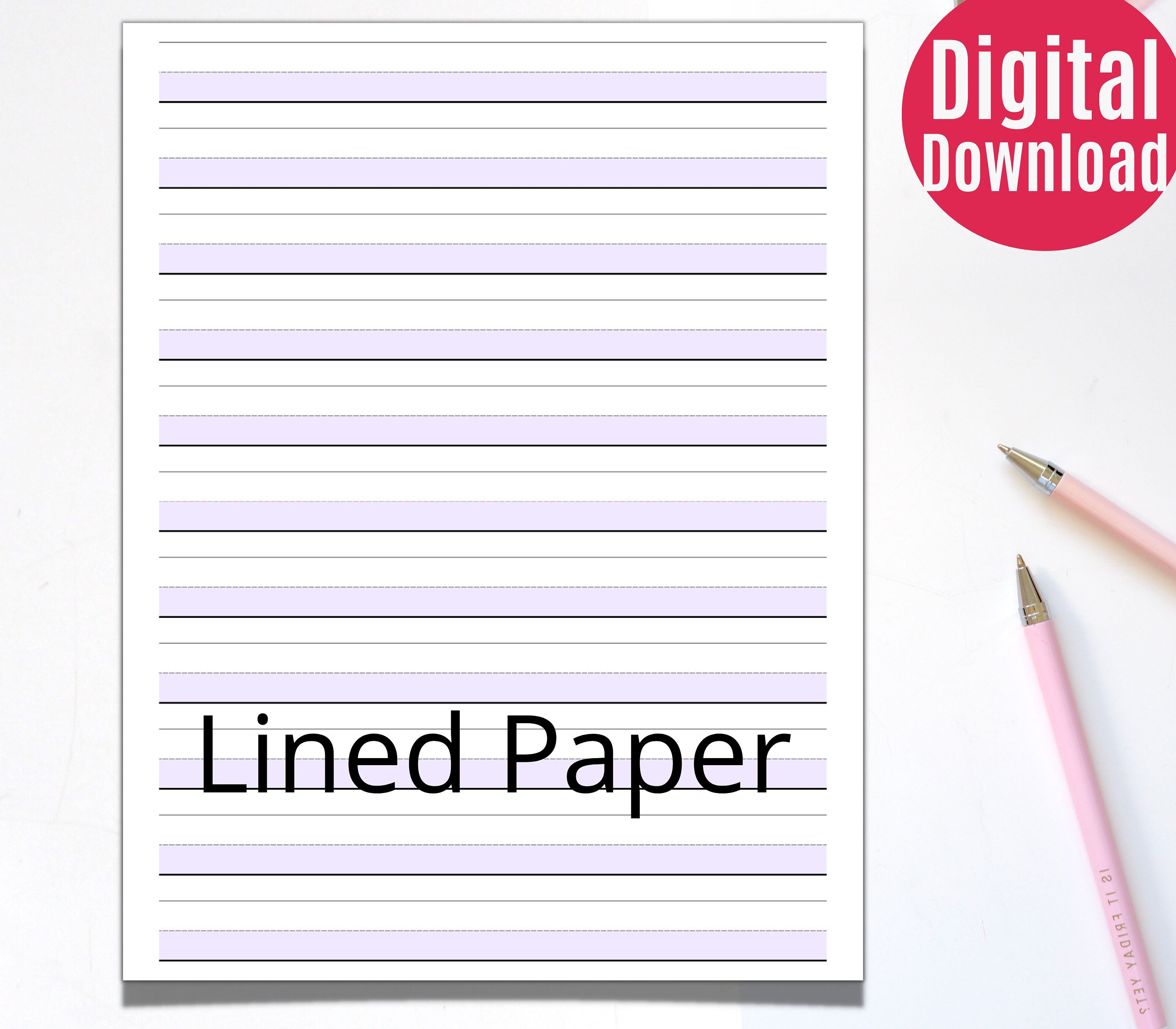 Handwriting Practice Paper Printable, Kids Writing Sheet, Kindergarten  Lined Page, Portrait and Landscape, US Letter Size DIGITAL DOWNLOAD 