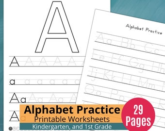 Kindergarten Alphabet Tracing Pages - Upper and Lower Case Letters, Handwriting Practice for Kids Learning to Write, Printable Worksheets