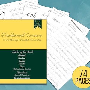 Cursive handwriting practice page for adults and teens