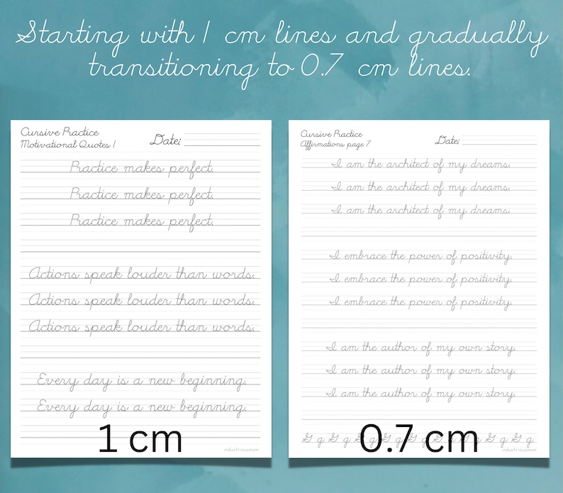 Printable cursive handwriting practice sheet