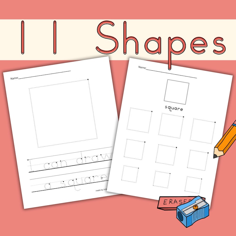 Preschool 2D Shape Tracing Worksheets - Square Shape - Small to Big Tracing