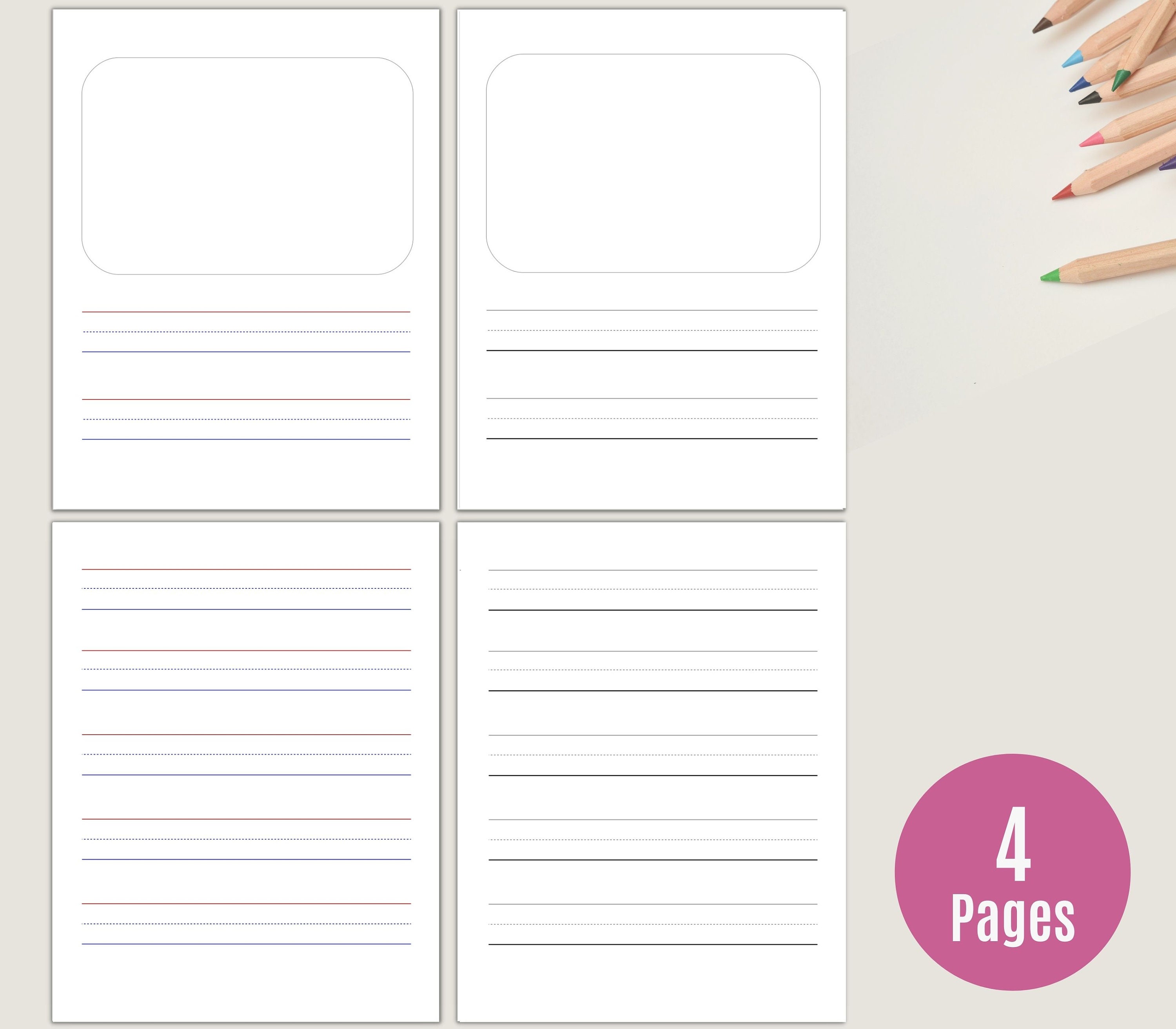 Free Printable Blank and White Kindergarten Writing Paper Template · InkPx