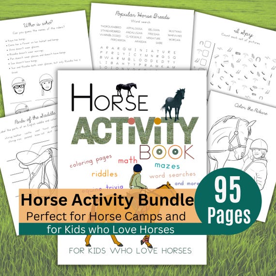 Horse Activity Book for Kids – Printable Horse Camp Workbook | Fun Equestrian Worksheets & Horse Learning Activities | All About Horses PDF