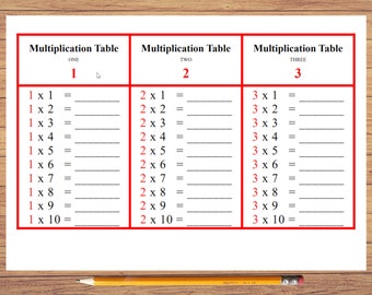 Multiplication Tables - Montessori Math, Printable Problem Cards, Classroom and Home, Digital File, Instant Download, Practice Problem