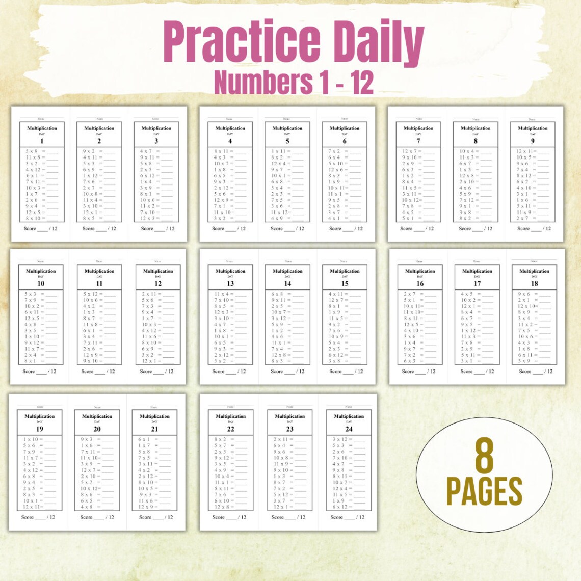 Learn and Practice Daily Multiplication - Multiplication 1 to 12 ...