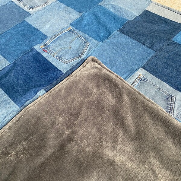 Denim Hug - Patchwork Denim Rag Quilt Throw