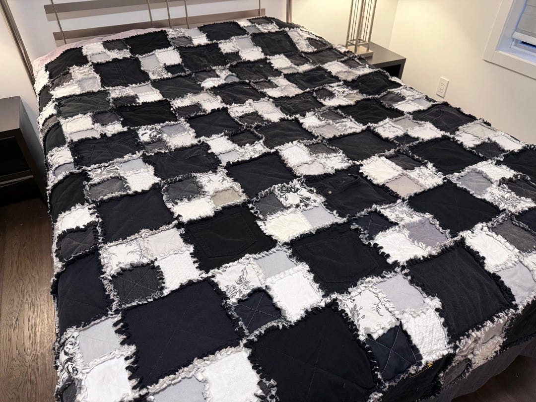 Swany Rag Black Swan - Queen Size Patchwork Rag Quilt With Pockets - Etsy